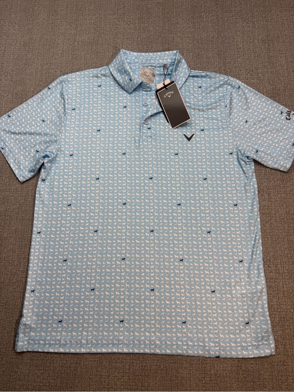 Callaway Boys Dog Print Golf Polo Shirt NWT